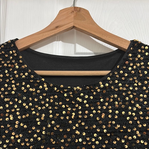 Black and Gold Sequin Dress - Size US Small - Picture 3 of 7